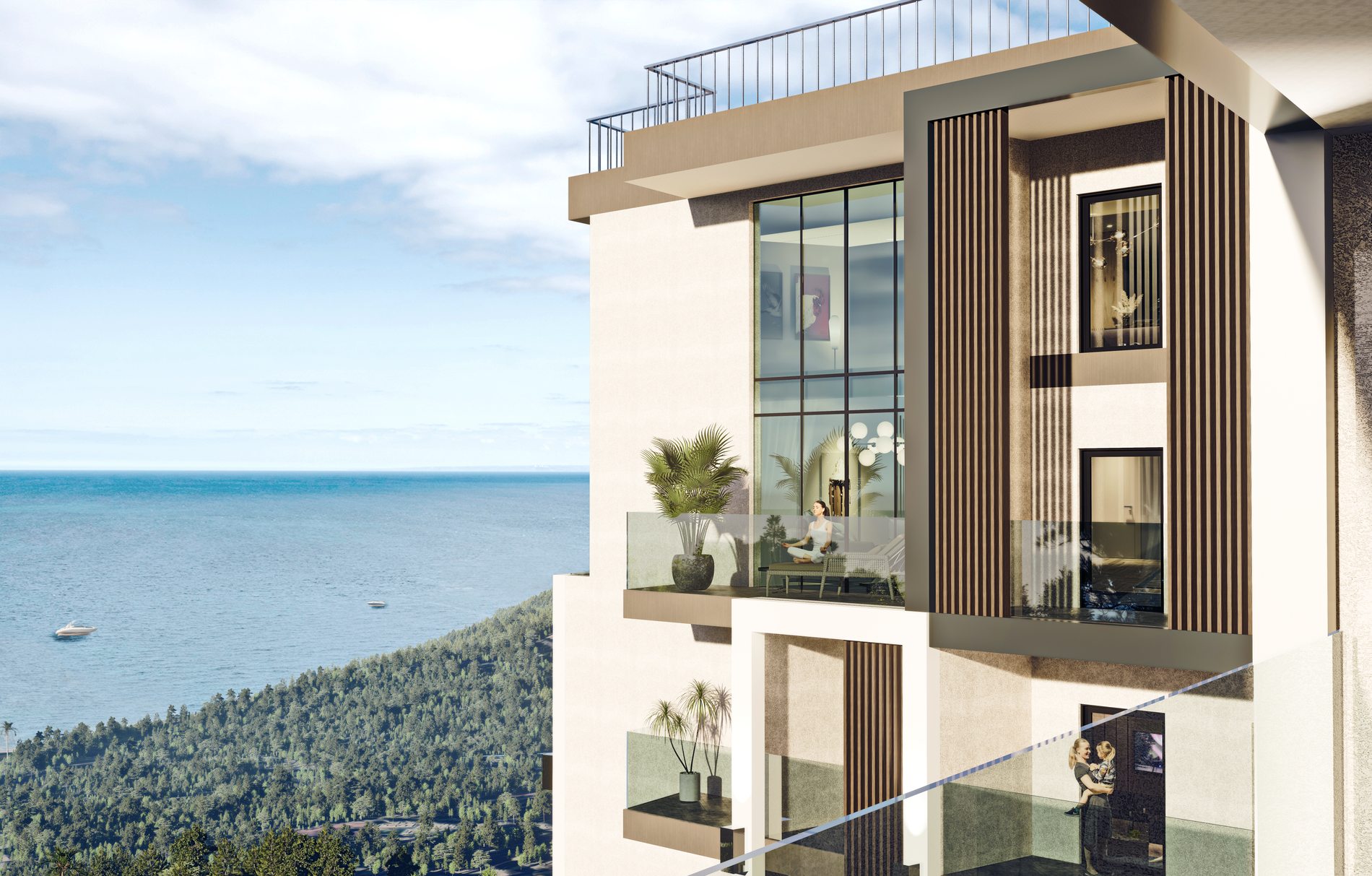Darsan Residence — терраса с панорамой моря